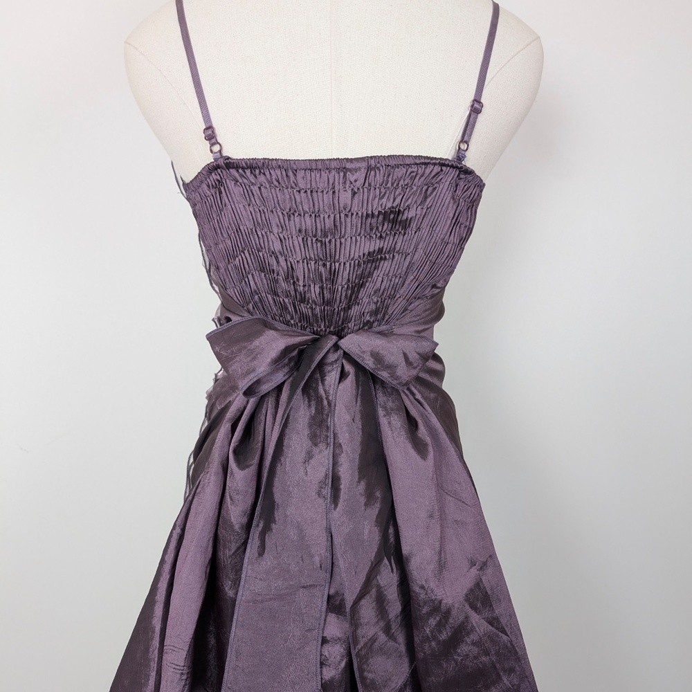 Vintage Purple Asymmetrical Ruffle Satin Dress - Picture 8 of 14